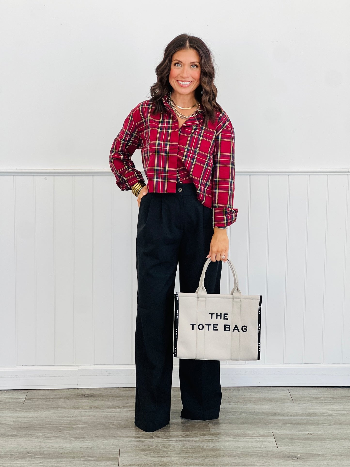 Plaid Long Sleeve Button Up Top (Reg.) - 3 Colors