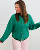 Green Striped Button Up Sweater Cardigan (Reg.)