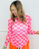 Bubblegum Checkered Keigan Mesh Top (Reg. and Plus)