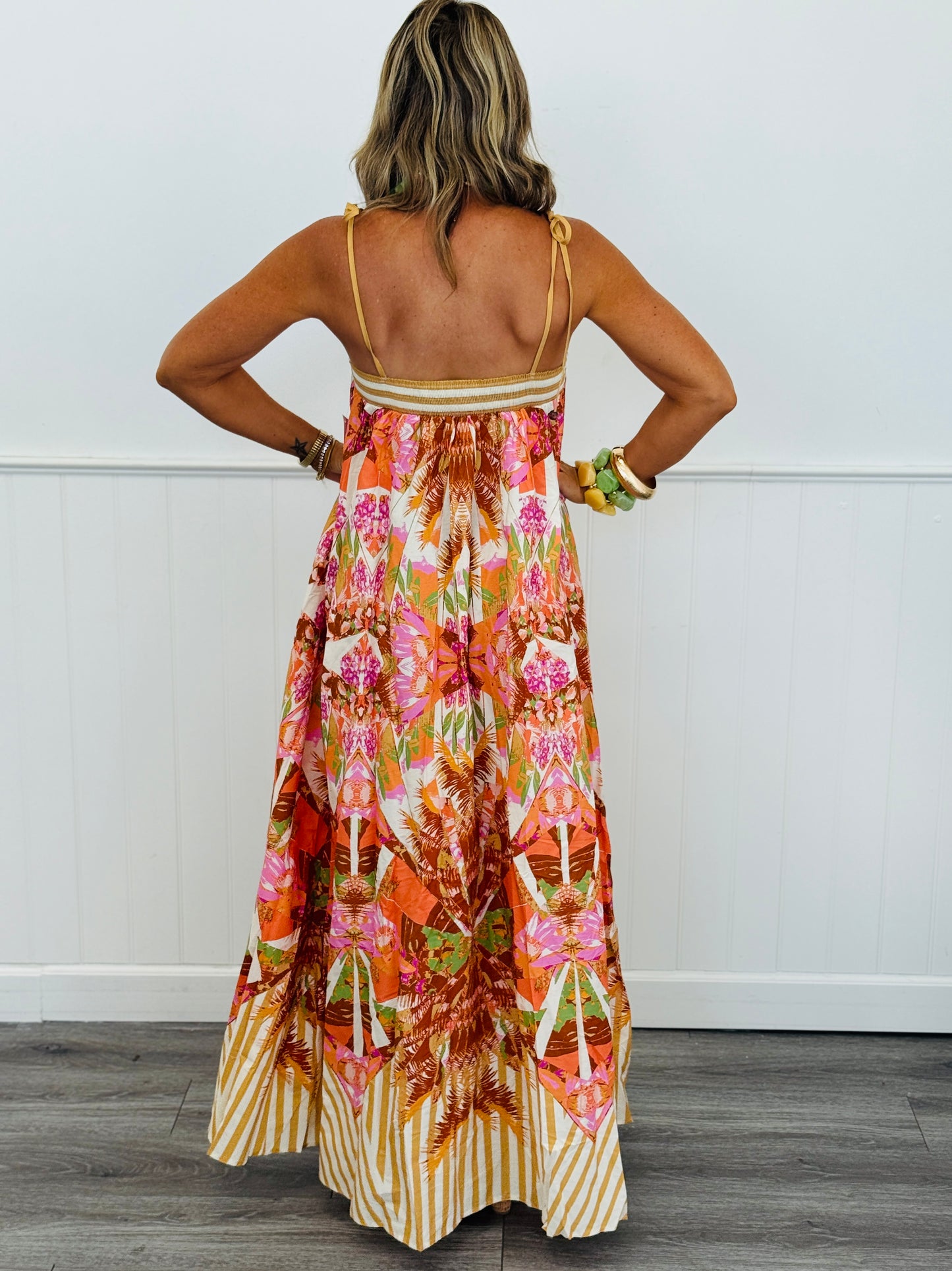 Orange/Pink Printed Maxi Dress (Reg.)
