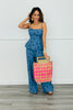 Denim Blue Polka Dot Peplum Top (Reg.)