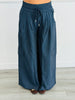 Navy Pinstripe Wide Leg Cargo Pants (Reg & Plus)