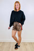 Leopard Side Stripe Satin Shorts (Reg.)