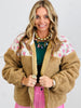 Floral Printed Contrast Sherpa Zip-up Jacket (Reg.)