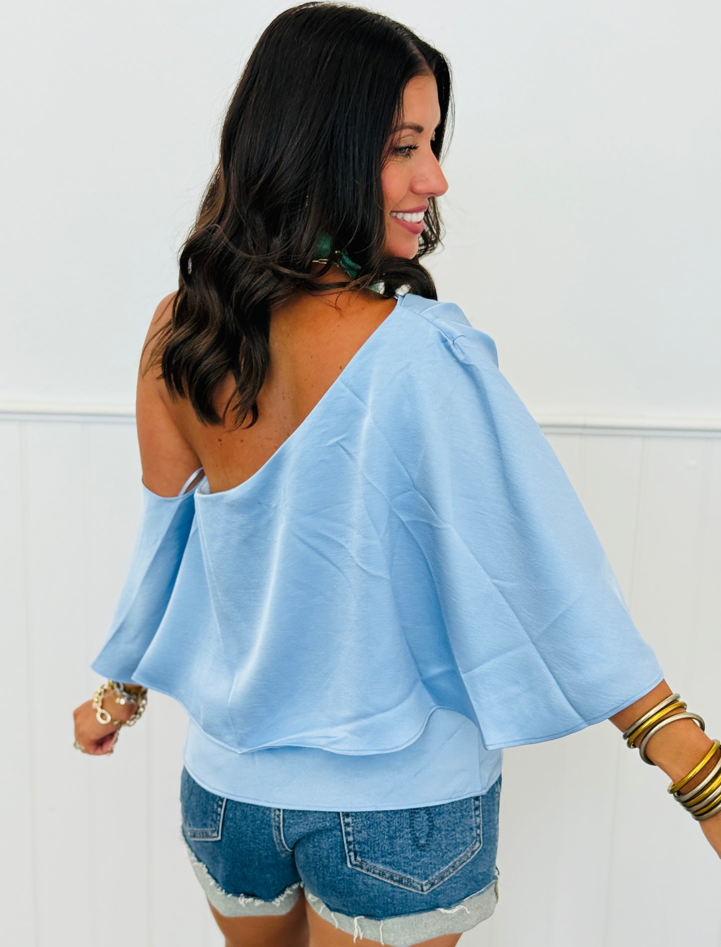 Off Shoulder Cape Top (Reg.)-2 Colors