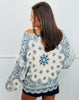 POL Cream/Blue Multi Lace Trim Sweater Top (Reg.)