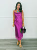 Magenta Satin Cowl Neck Cami Top (Reg.)