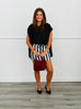 Black Shirred Cap Sleeve Cotton Blouse (Reg & Plus)
