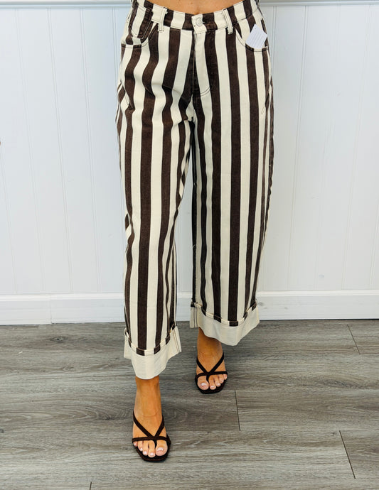 Brown Striped Barrel Jeans (Reg.)