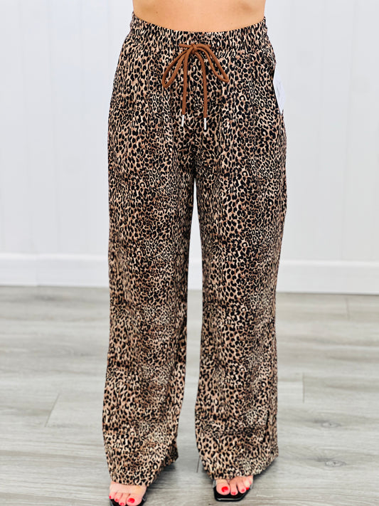 Brown Leopard Wide Leg Pants (Reg & Plus)