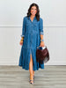 Dark Denim Delight Tiered Midi Dress (Reg & Plus)