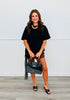 Black Lace Detail Short Sleeve Top (Reg. and Plus)