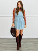 Light Denim Pearl Studded Mini Dress (Reg.)