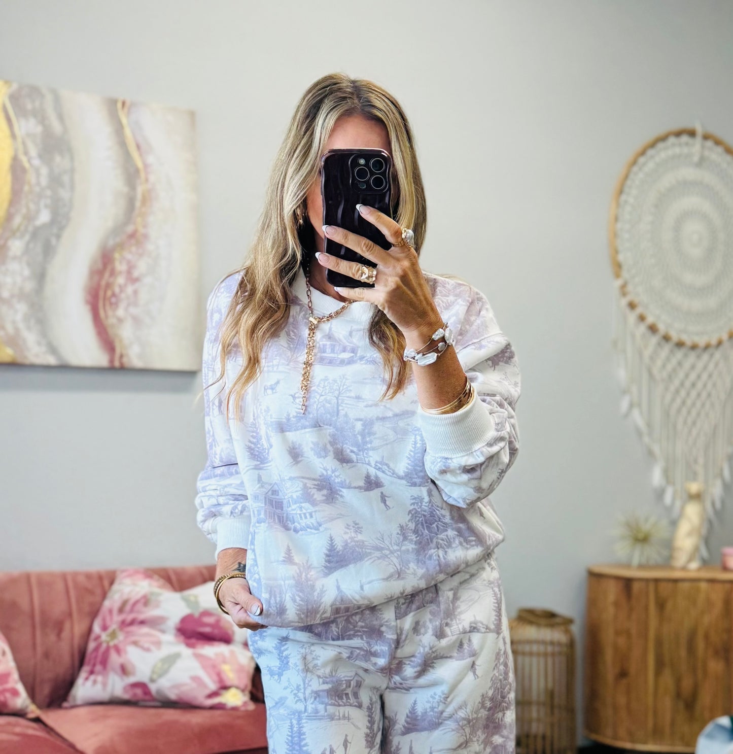 Dusty Purple Holiday Print Sweatshirt (Reg.)