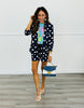 Navy/White Polka Dot Ruched Blazer (Reg & Plus)