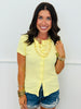 Ribbed Button Placket Short Sleeve Top (Reg.)-4 Colors