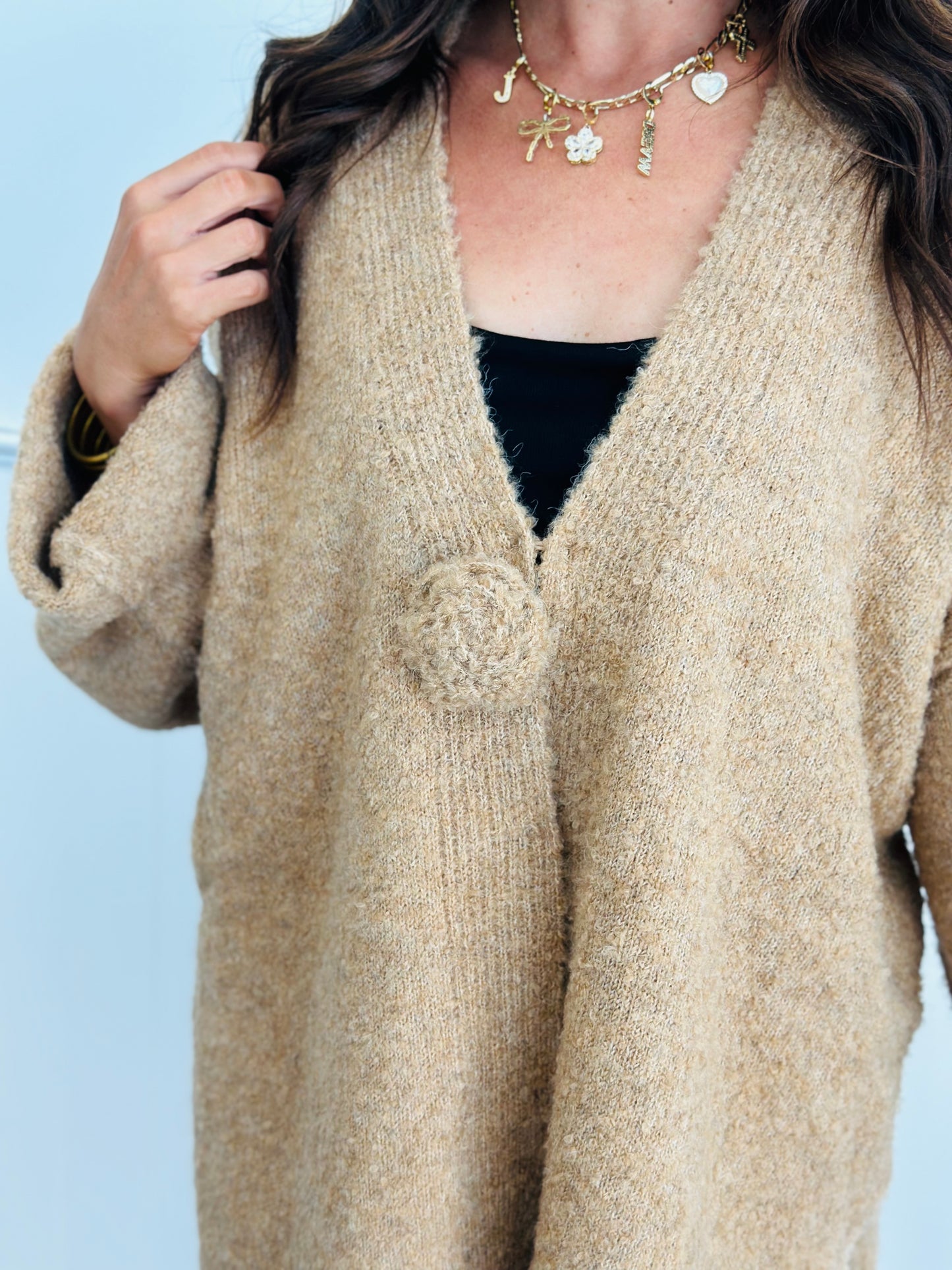 Rosette Sweater Cardigan - 3 Colors