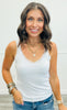 Ribbed V-Neck Lace Tank Top (Reg.)- 6 Colors