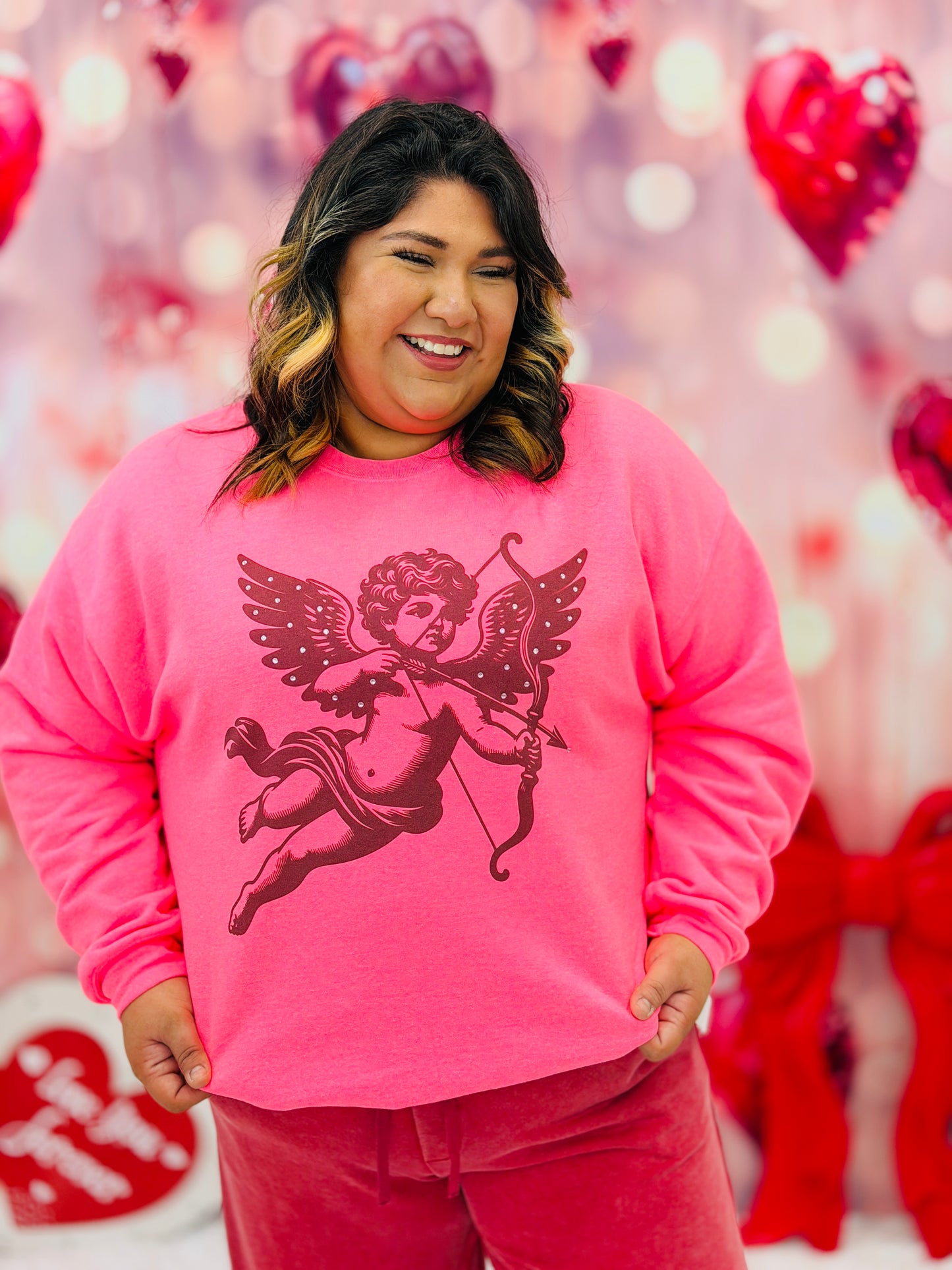 Cupid Valentine Rhinestone Sweatshirt (Reg. and Plus)