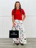 Party Collage Satin Pants (Reg & Plus)-2 Colors