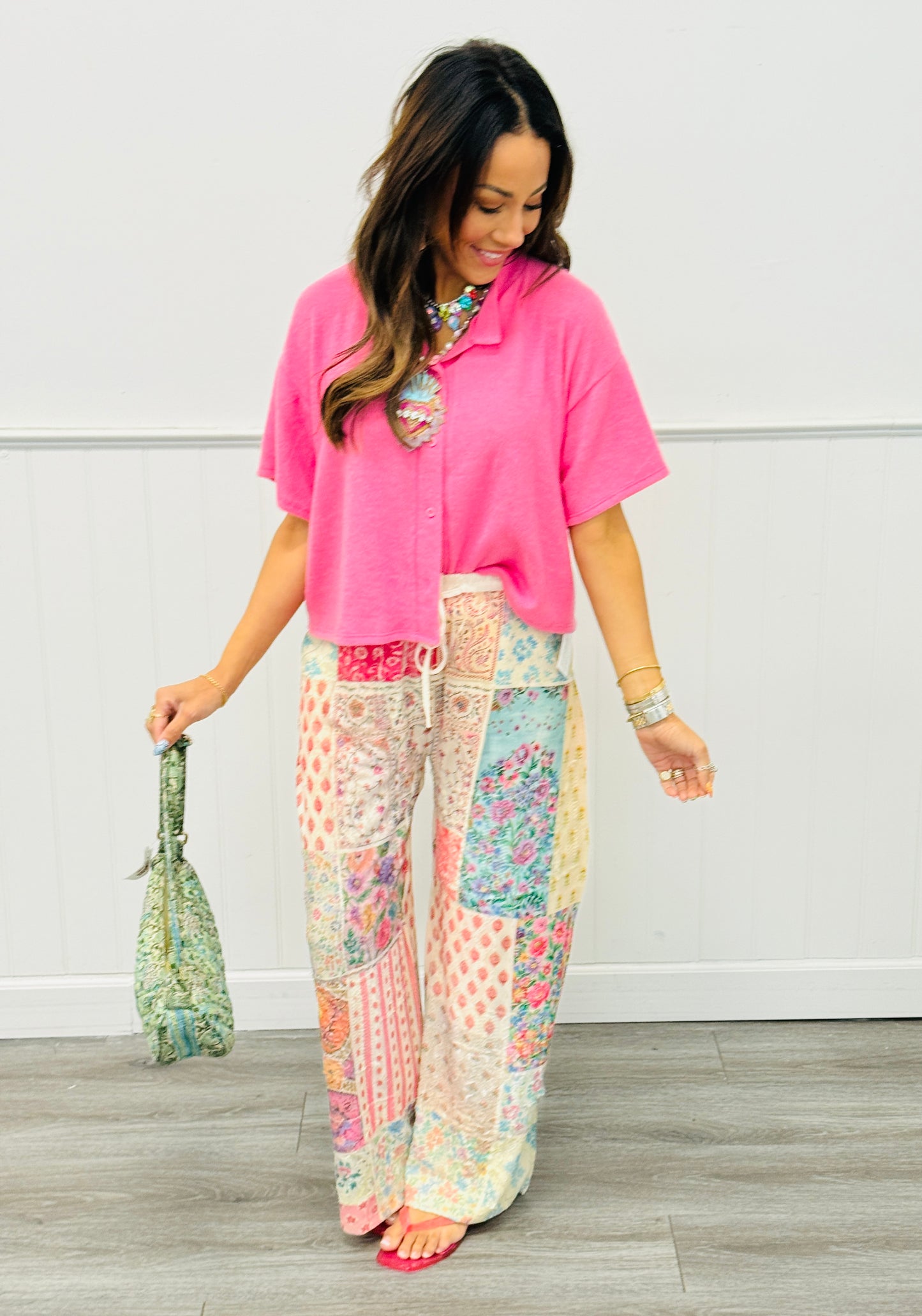 Crew Neck Button Up Boxy Shirt (Reg.) - 3 Colors