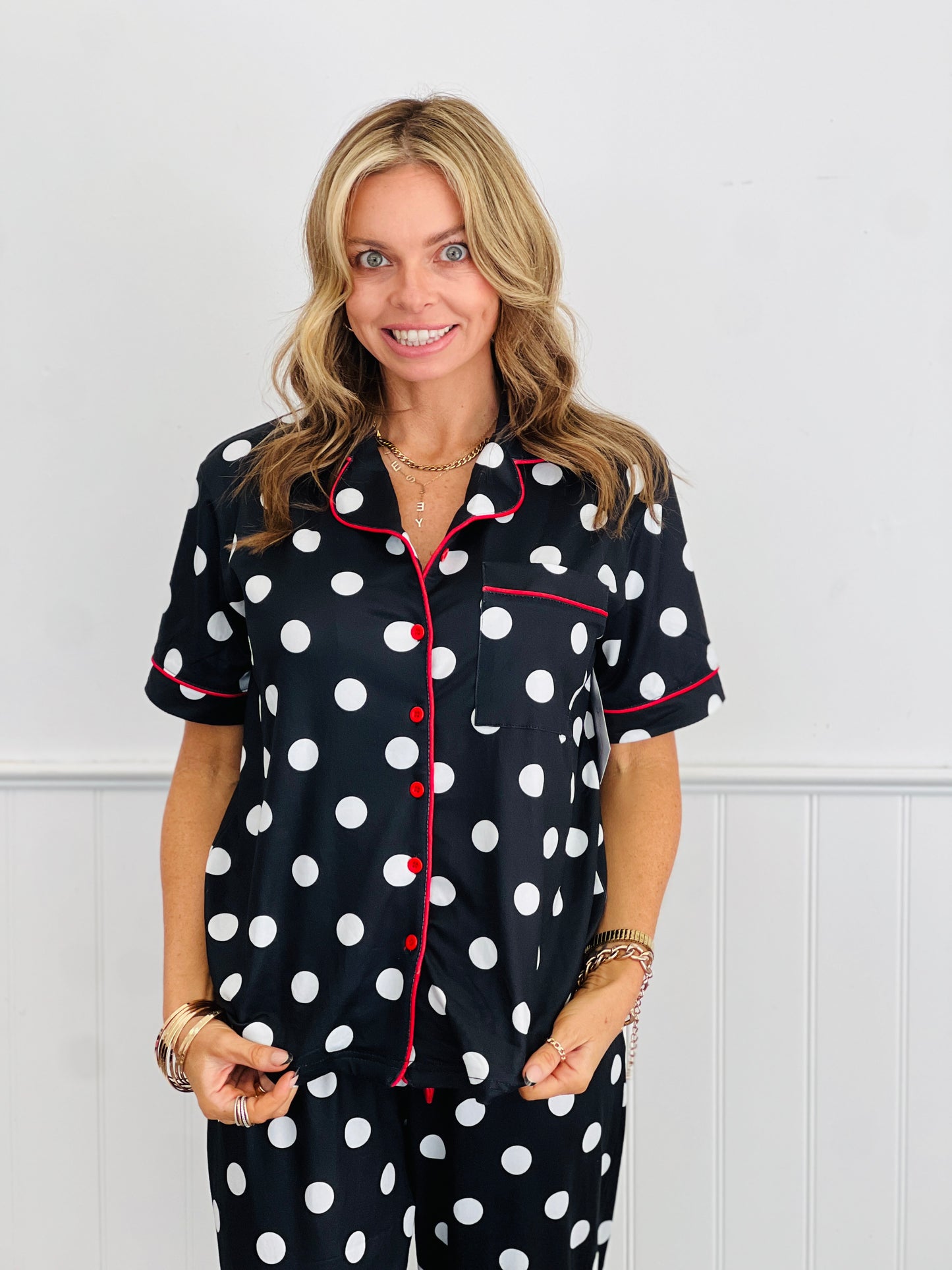Dotty Darling Polka Dot Ruffle Pajama Set (Reg. and Plus)