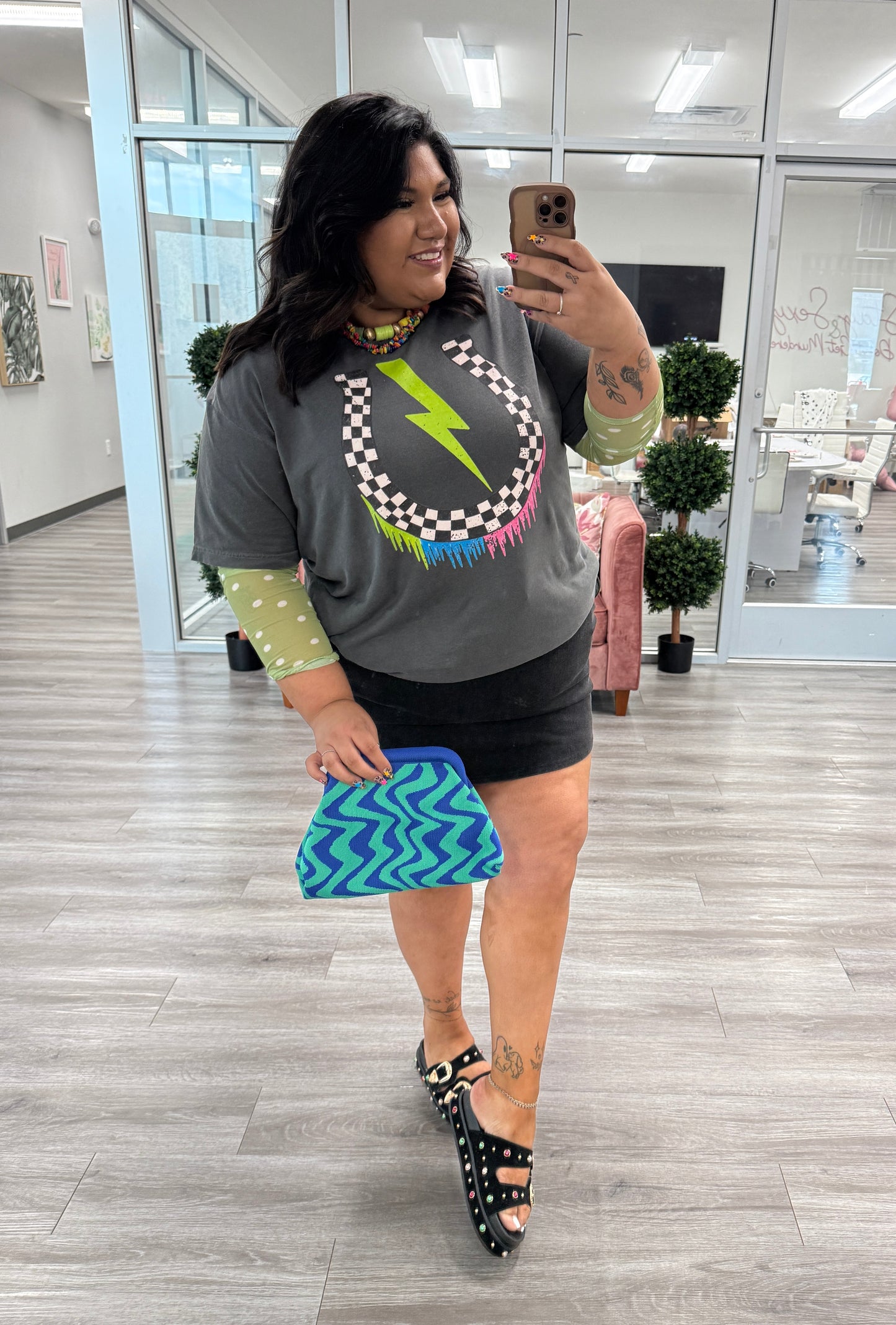 Lightning Checkered Horseshoe Tee (Reg. and Plus)