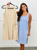 WASHED SLEEVELESS CASUAL DRESS WITH FRONT POCKETS