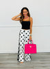White/Black Polka Dot Contrast Side Detail Pants (Reg. and Plus)