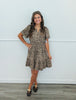 Leopard Deep V-Neck Short Sleeve Mini Dress (Reg. and Plus)