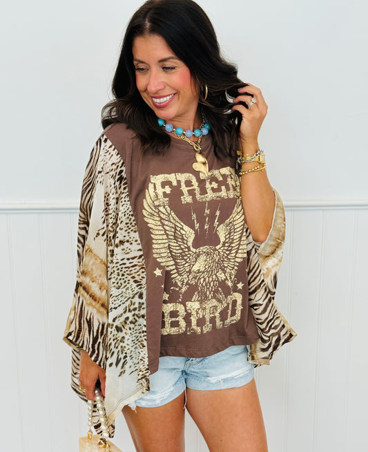 Free Bird Animal Print Kaftan Top (Reg.)