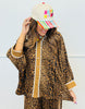 Brown Leopard Contrast Trim Shirt (Reg & Plus)