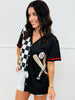Checkerboard Baseball Jersey Top (Reg. and Plus)