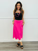 Scallop Lace Trim Midi Skirt (Reg.)-4 Colors