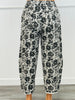 Grey/Black Rose Print Barrel Jeans (Reg & Plus)