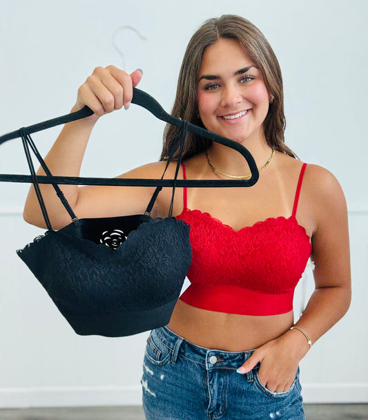 Rose Knit Lace Bralette (One Size)-2 Colors