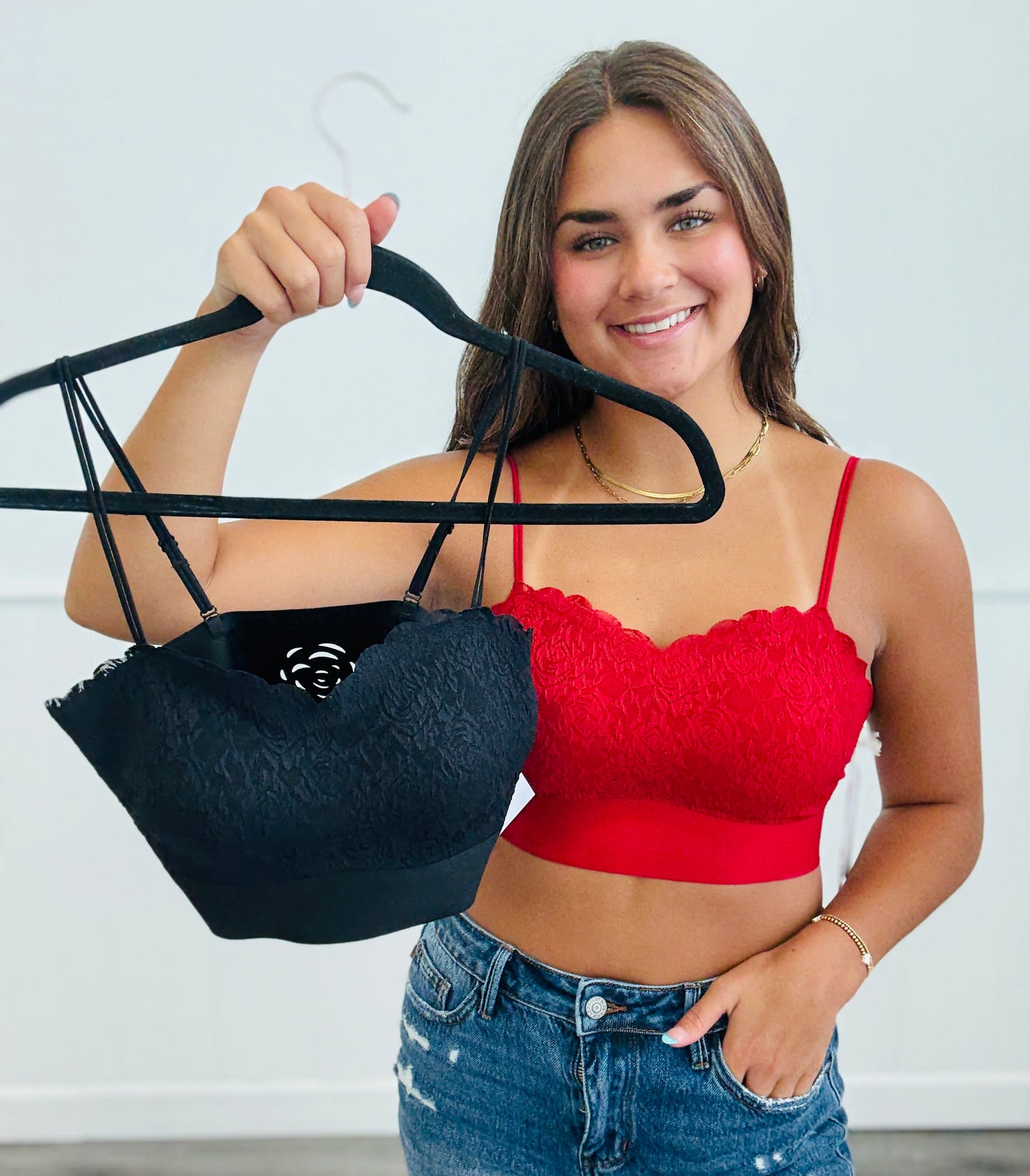 Rose Knit Lace Bralette (One Size)-2 Colors