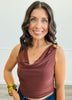 Gold Metal Trim Cowl Neck Top (Reg.)-2 Colors