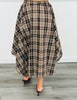 Brown Plaid Handkerchief Hem Midi Skirt (Reg.)