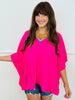 Contrast Neck Batwing Sleeve Top (Reg.) - 2 Colors