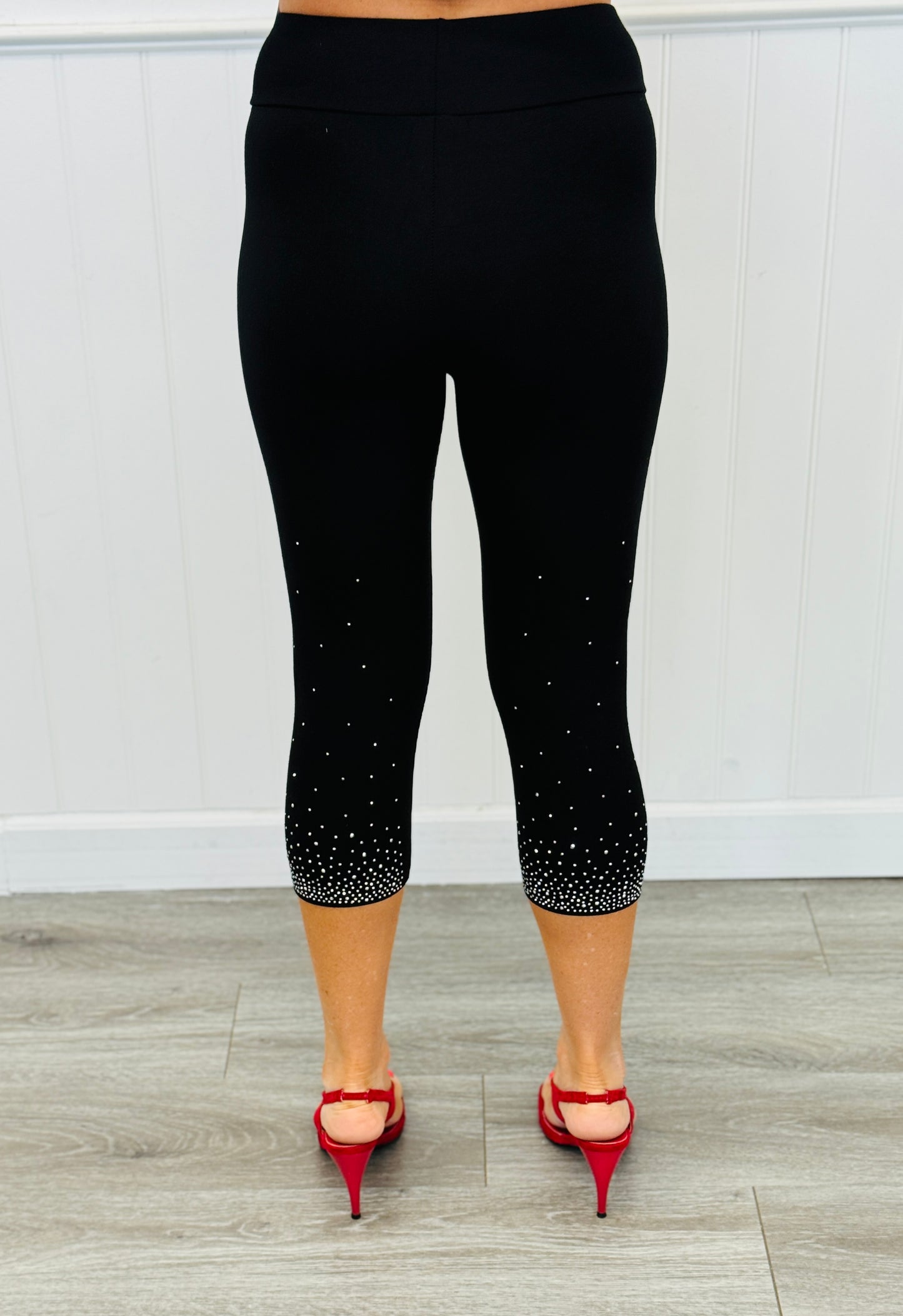 Black Rhinestone Capri Leggings (Reg. and Plus)