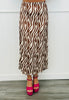 Brown Zebra Print Satin Jacquard Maxi Skirt (Reg & Plus)