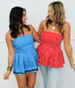 Checkered Strapless Peplum Top (Reg.)-2 Colors