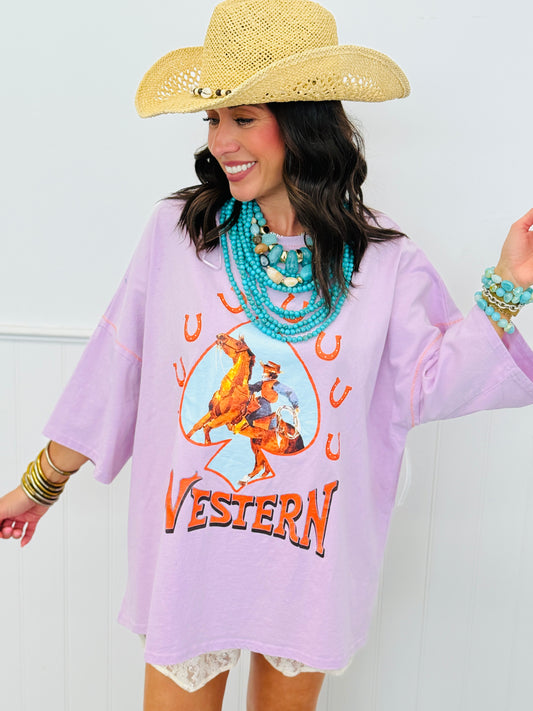Lilac Western Cowboy Tee (Reg.)