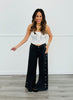POL Black Eyelet Stud Detailing Trim Wide Leg Pants (Reg.)