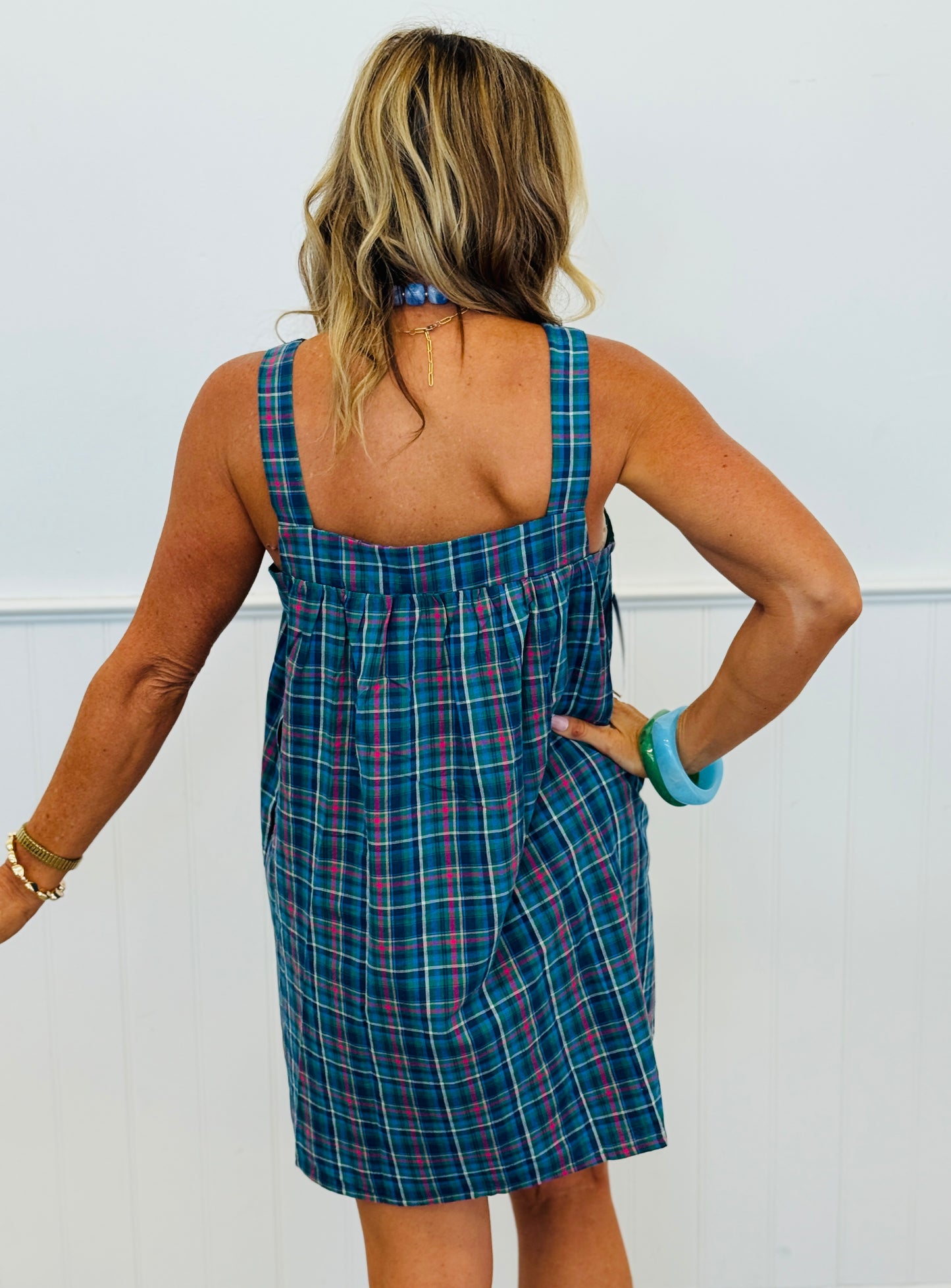 Plaid Pocket Sleeveless Mini Dress (Reg.)