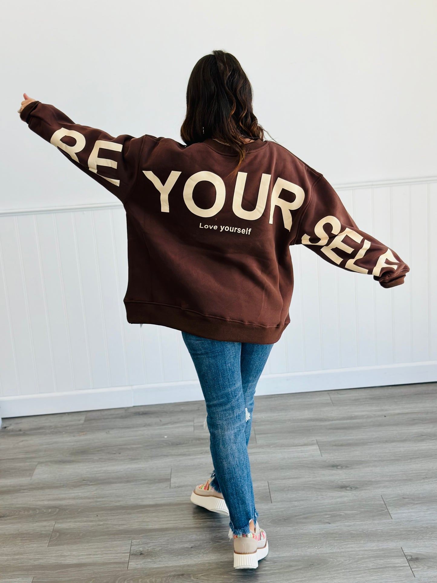 Brown Be Your Self Sweatshirt (Reg & Plus)