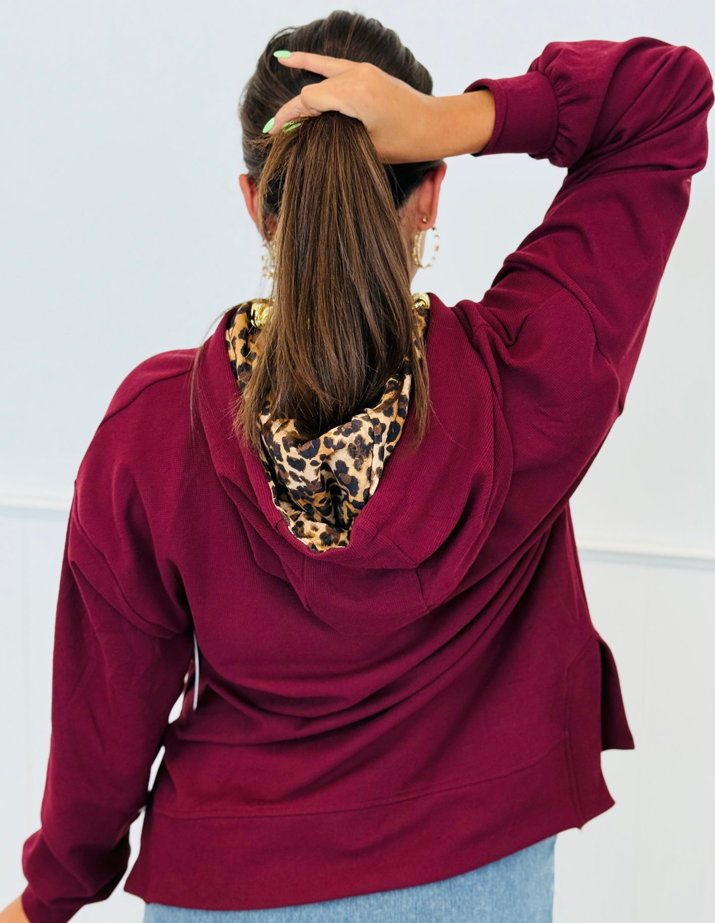 Contrast Animal Print Hoodie Sweatshirt (Reg.) - 2 Colors