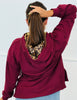 Contrast Animal Print Hoodie Sweatshirt (Reg.) - 2 Colors