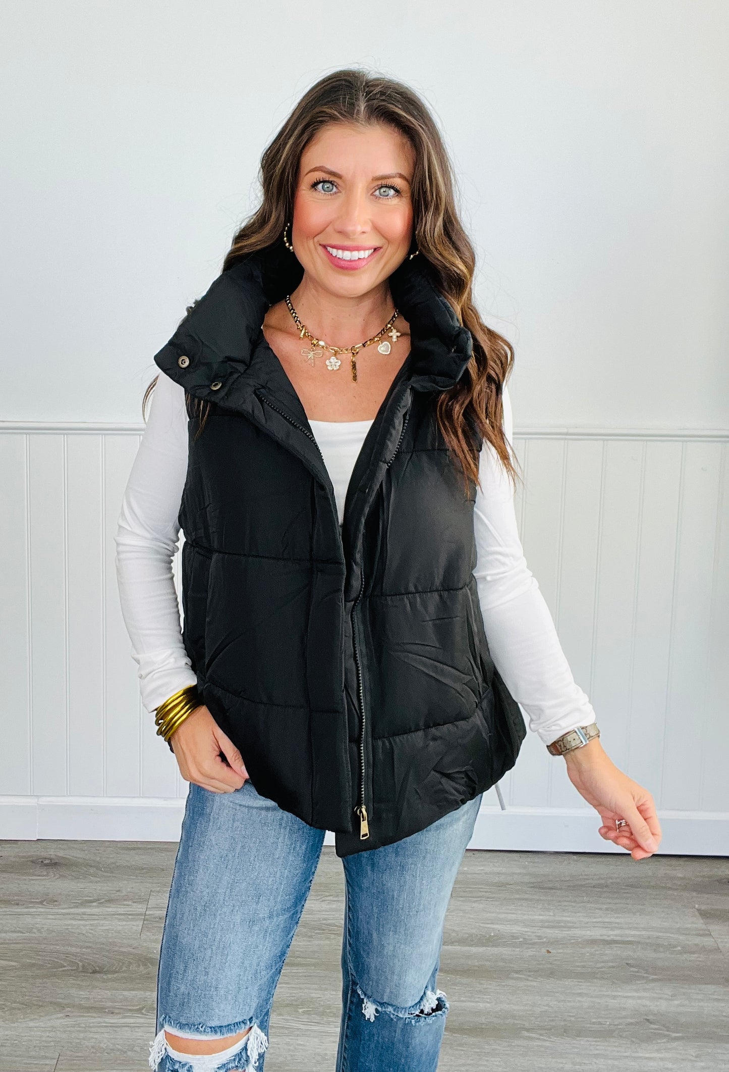 Zesty Zip-Up Puffer Vest (Reg)-5 Colors